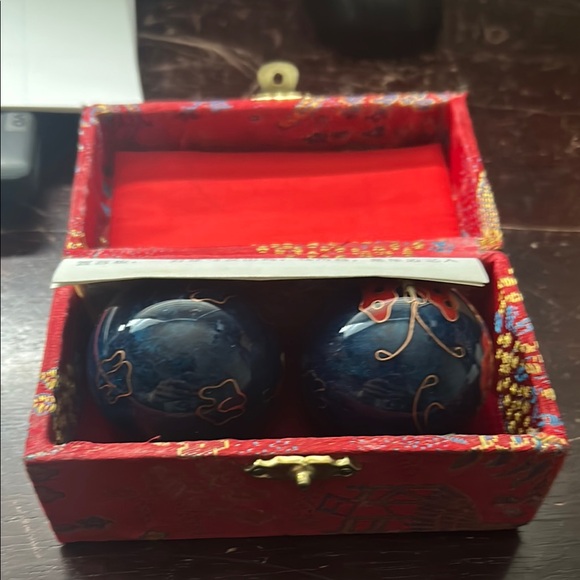Decorative Blue and Red Baoding Balls in Box